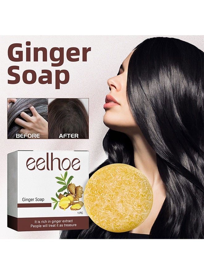 EELHOE Ginger Soap - Natural Ginger Shampoo Soap Anti Hair Loss Moisturizing Correcting White to Black Shampoo Enhance Hair Roots Promote Hair Growth Restore Hair Color Soap - Image 1