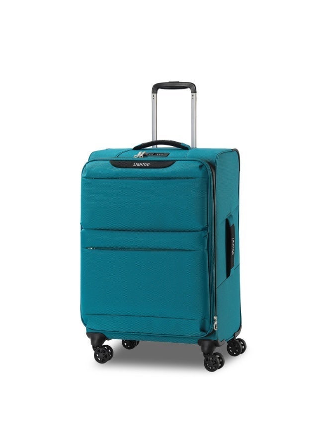 خفيفة الذهاب الأمتعة حقيبة سفر  6947 كبيرة الحجم، حقيبة للتحميل من النوع المرنة مع عجلات دوارة，بحجم 28 بوصة، مع مفتاح TSA ومغلق زippers مقاوم للماء，باللون الأزرق الفيروزي， وهي حقيبة ألترا خفيفة وقابلة للتوسع جزئيًّا. - Image 1