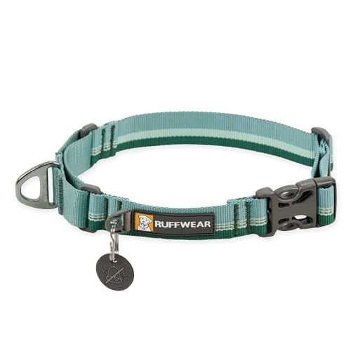 Ruffwear Web Reaction Dog Collar EscapeProof Security Buckle Adjustable AntiSlip Martingale Collar with Durable Nylon Tubelok Webbing Silent ID Attachment River Rock Green 2023 - Image 1