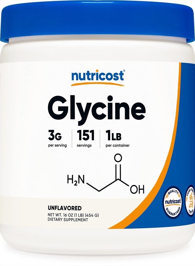 Nutricost Glycine Powder 1lb - Non-GMO, Gluten Free - Image 1