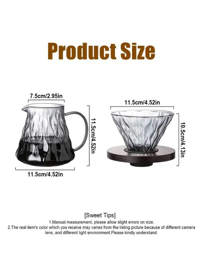 Transparent Pour Over Coffee Maker Set 17oz Borosilicate Glass Pot Dripper - Image 3