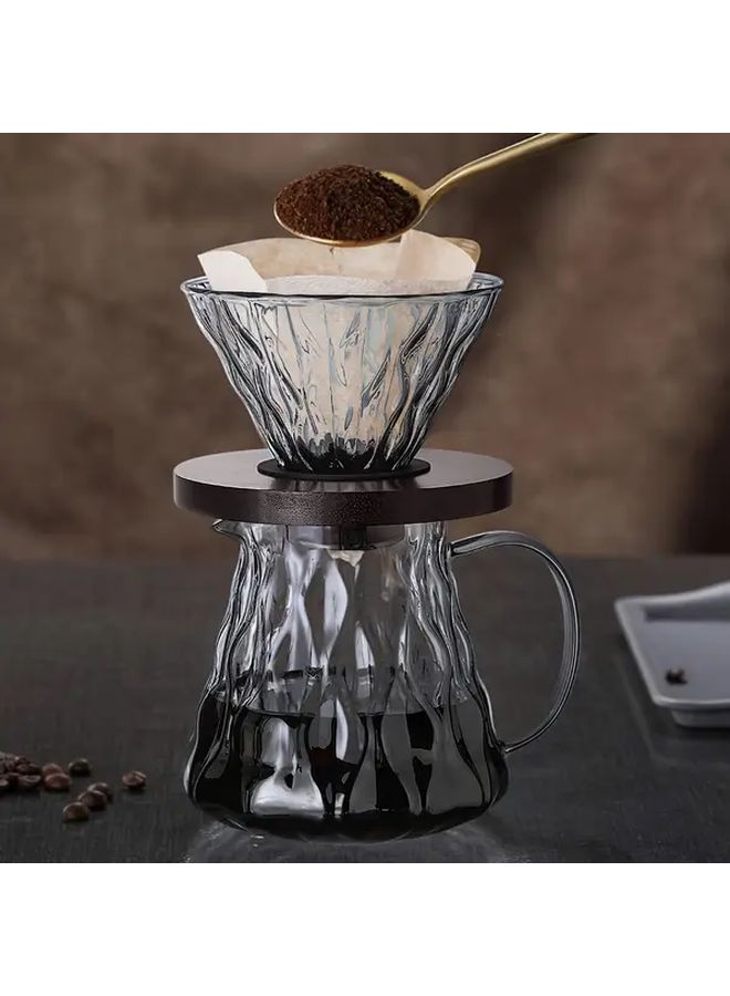 Transparent Pour Over Coffee Maker Set 17oz Borosilicate Glass Pot Dripper - Image 2