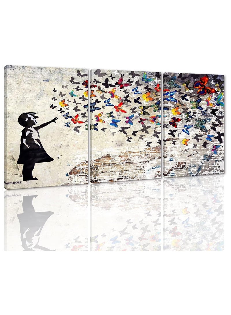 Today Idea Graffiti Wall Art 3 Panels Classic Street Art HD Print on Canvas Home Decor for Living Room Office Bar Framed Ready to Hang (36W x 16H inch) - Image 1