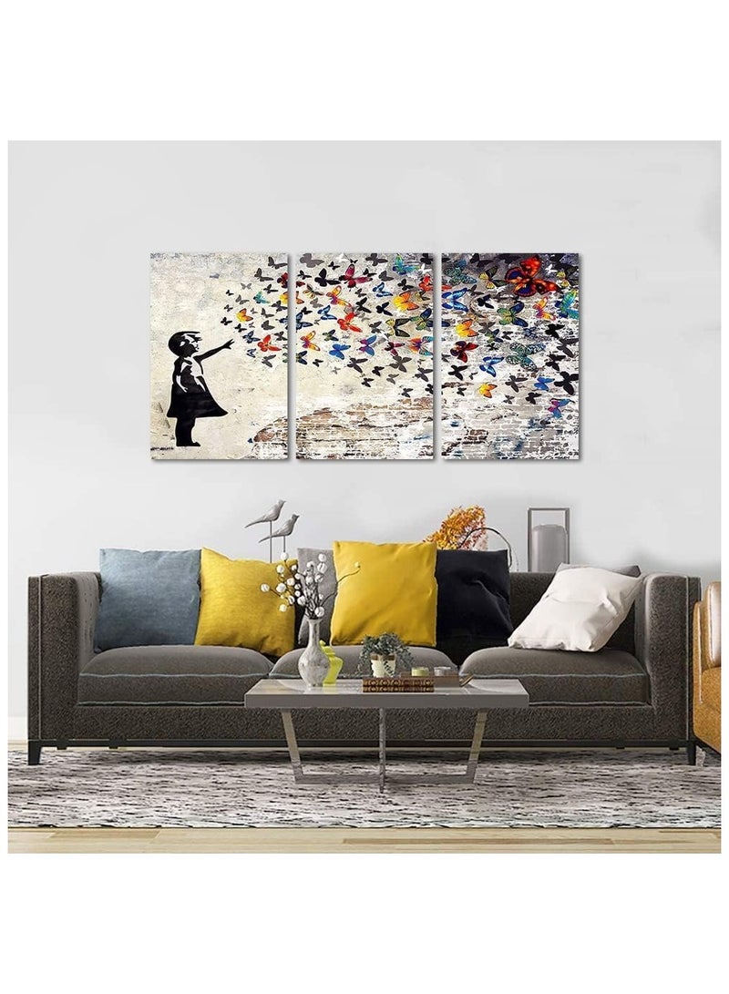 Today Idea Graffiti Wall Art 3 Panels Classic Street Art HD Print on Canvas Home Decor for Living Room Office Bar Framed Ready to Hang (36W x 16H inch) - Image 2