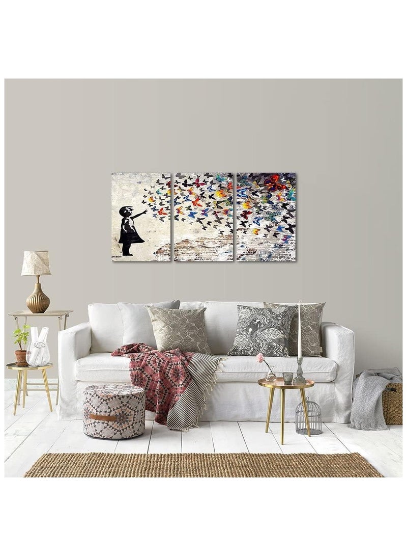 Today Idea Graffiti Wall Art 3 Panels Classic Street Art HD Print on Canvas Home Decor for Living Room Office Bar Framed Ready to Hang (36W x 16H inch) - Image 3