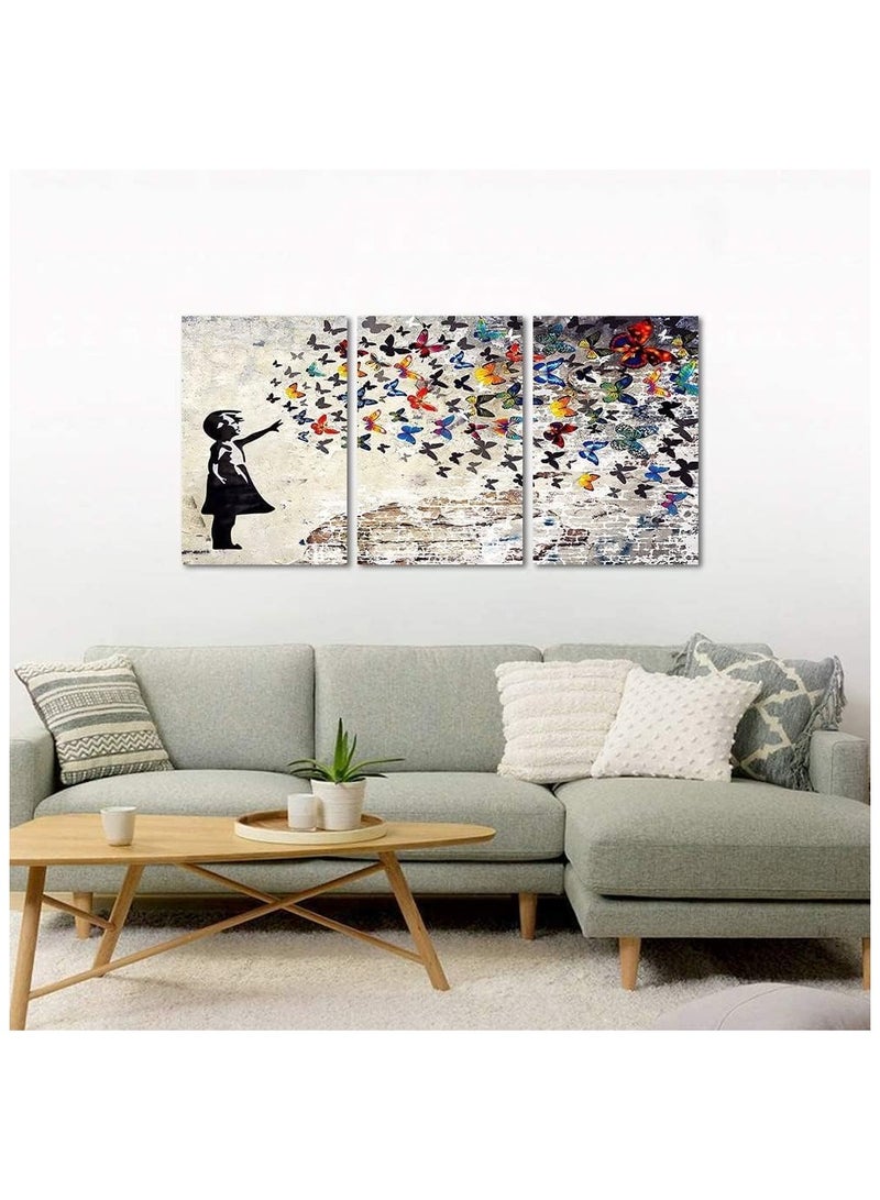 Today Idea Graffiti Wall Art 3 Panels Classic Street Art HD Print on Canvas Home Decor for Living Room Office Bar Framed Ready to Hang (36W x 16H inch) - Image 4
