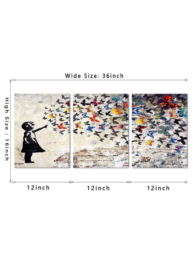 Today Idea Graffiti Wall Art 3 Panels Classic Street Art HD Print on Canvas Home Decor for Living Room Office Bar Framed Ready to Hang (36W x 16H inch) - Image 5