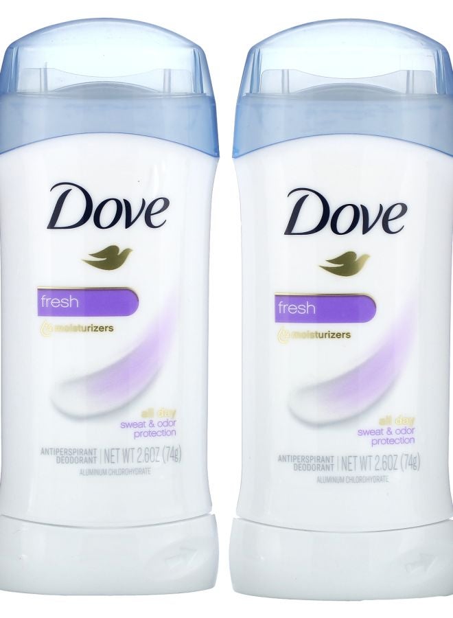 Dove Antiperspirant Deodorant Solid Fresh Twin Pack 2 Pack 2.6 oz (74 g) Each