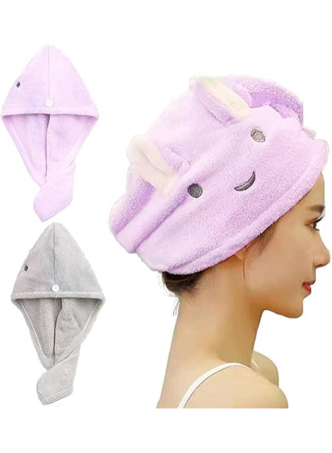 Hair Drying Turban, Quick Dry Microfiber Hair Towel for Wet & Curly Hair, Fun Design