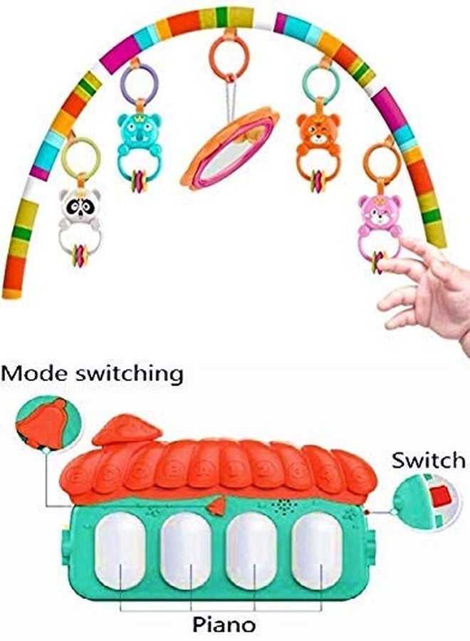 SHIPEASE بساط لعب للأطفال من شيب إيز مع لوحة مفاتيح بيانو موسيقية، خشخيشات معلقة، وسادة أرضية لوقت الاستلقاء على البطن، مركز أنشطة ممتع، ألعاب داخلية وخارجية للرضع والأطفال الصغار - Image 3