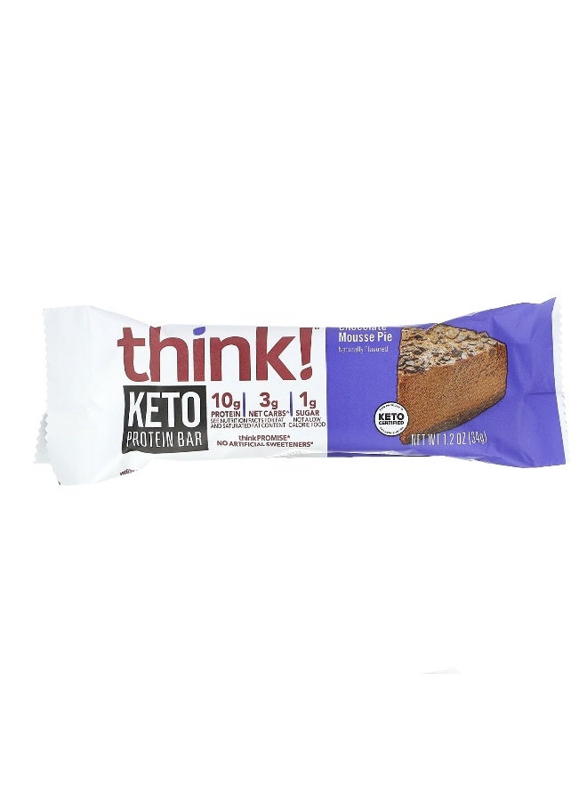 think! Think !, Keto Protein Bars, Chocolate Mousse Pie, 10 Bars, 1.2 oz (34 g) Each (Packaging may vary) - Image 3