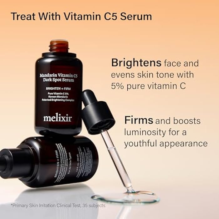 Melixir Mandarin Vitamin C5 Serum, Enhances Radiance with 5% Ascorbic Acid & Centella Asiatica, For Uneven Tone & Texture, Lightweight Anti-Aging Daily Serum, Korean Skincare (1.0 fl.oz./30ml) - Image 3