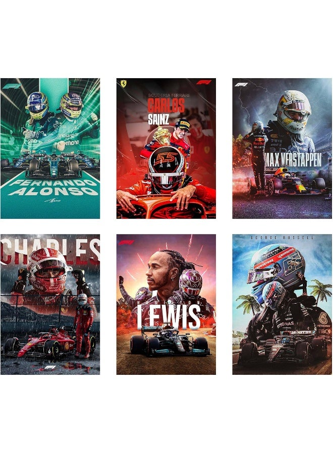 CodersParadise paper Pack of 6 - F1 Formula One Wall Posters 8x12 inch (A4 Size) Included Glue dots Wall Decor Posters Wall Art For Bedroom, Living room, Office - Image 1