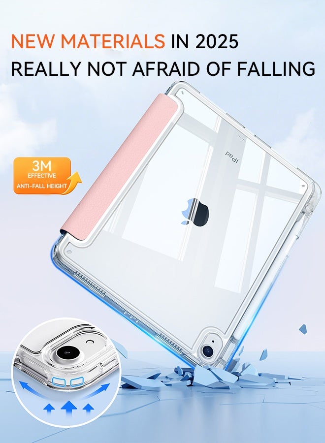 For HWAWEI Matepad SE 11-Inch Pad Case With Pen Slot, Shockproof Y Folding Stand, Transparent Tpu Protective Case,  Flip Cover Stand Smart Wake-Up/ Free AED 23 Anti-Glare Protective Film - Pink - Image 2