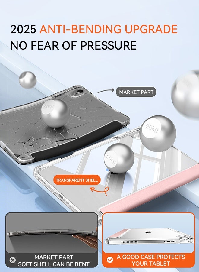 For HWAWEI Matepad SE 11-Inch Pad Case With Pen Slot, Shockproof Y Folding Stand, Transparent Tpu Protective Case,  Flip Cover Stand Smart Wake-Up/ Free AED 23 Anti-Glare Protective Film - Pink - Image 3