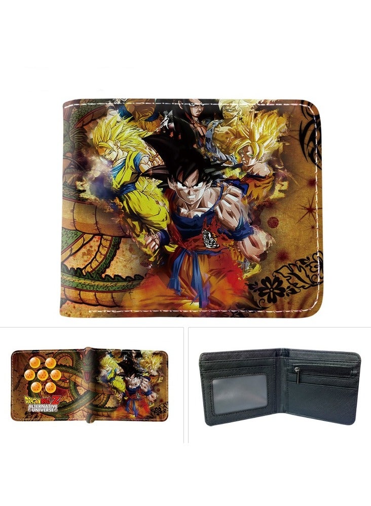 KUYING Anime Dragon Ball Short PU Leather Folding Wallet Large Capacity Storage Card Bag 