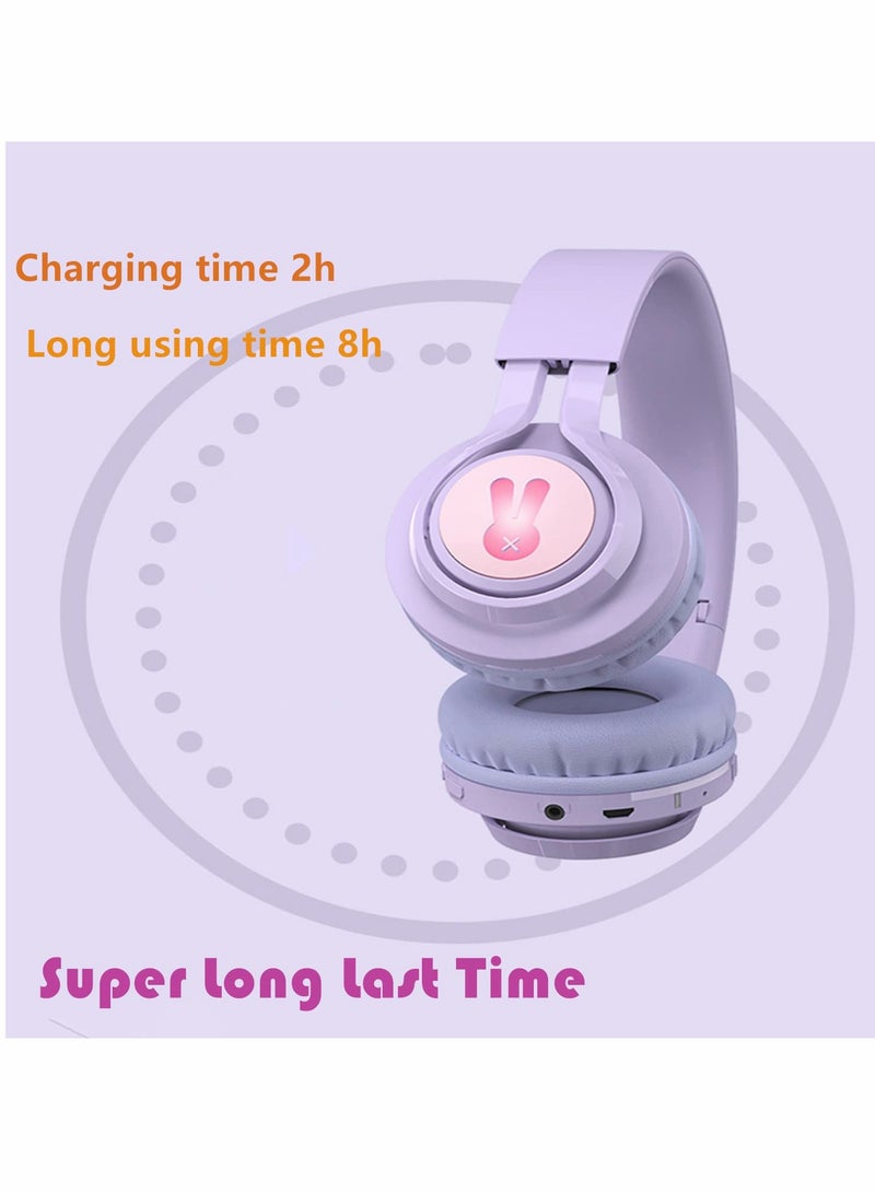 Excefore Wireless Headphones for Kids, 85dB Volume Limited, Wired and Wireless Dual Mode Bluetooth Headphones, Foldable On Ear Heaphones for Kids, Boys, Girls (Purple) - Image 5