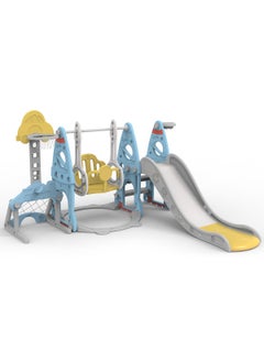 Swing and Slide Set for Age 1-6 Indoor Playground for Children 6 In 1 Baby Swing Set with Slide and Separate Basketball Hoop and ring game,Playground Set