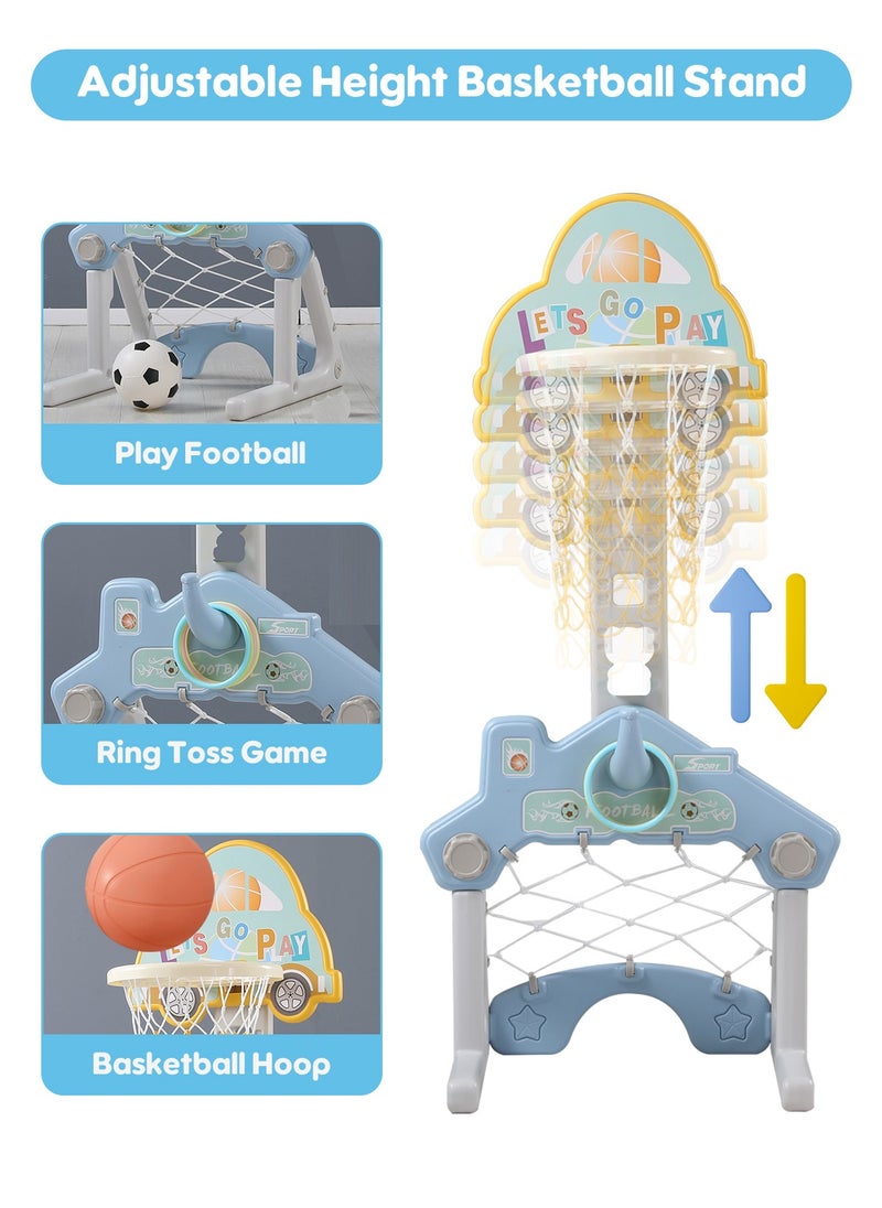 Pokuula - Swing and Slide Set for Age 1-6 Indoor Playground for Children 6 In 1 Baby Swing Set with Slide and Separate Basketball Hoop and ring game,Playground Set - Image 1