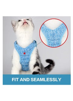 Generic Cat Harness and Leash Set for Walking Escape Proof Adjustable Soft Padded Vest with Running Cushioning Comfortable Outdoor Jacket for Pet Kitten (L Blue)  - Image 2