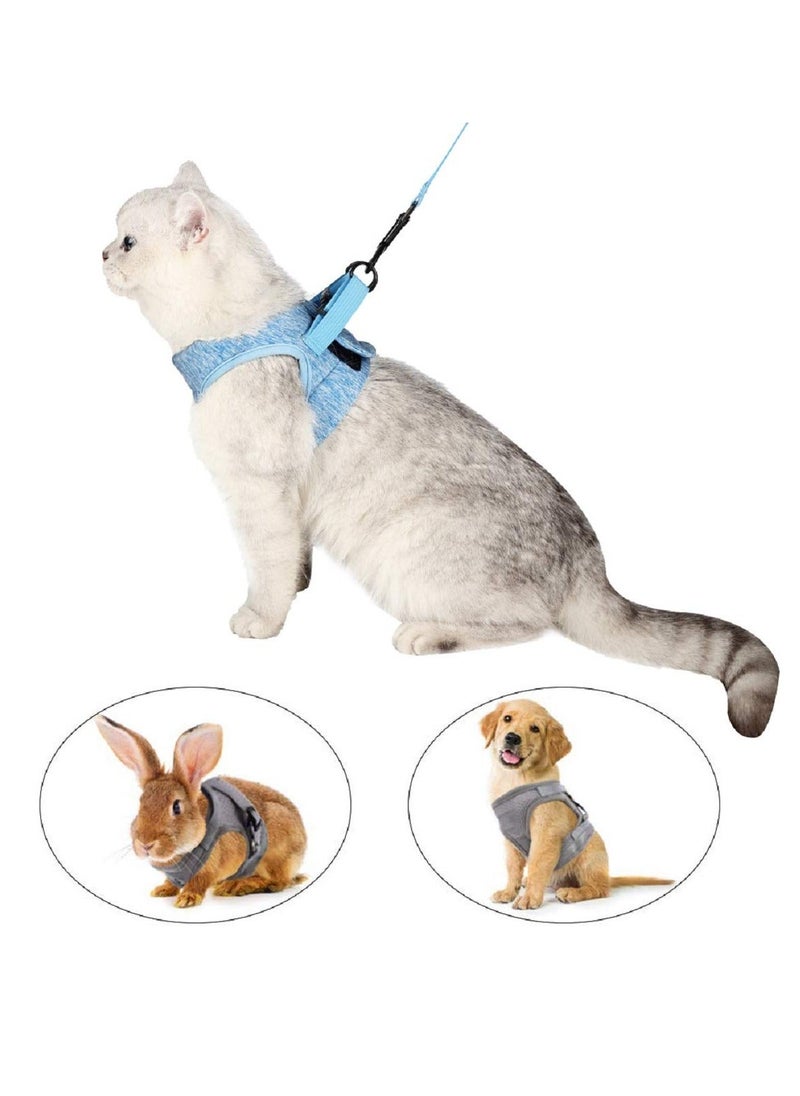 Generic - Cat Harness and Leash Set for Walking Escape Proof Adjustable Soft Padded Vest with Running Cushioning Comfortable Outdoor Jacket for Pet Kitten (L Blue) - Image 1