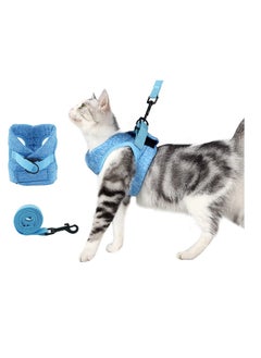 Generic Cat Harness and Leash Set for Walking Escape Proof Adjustable Soft Padded Vest with Running Cushioning Comfortable Outdoor Jacket for Pet Kitten (L Blue)  - Image 1