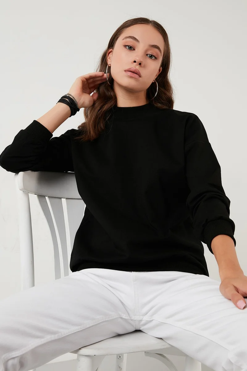 ليلا High Collar Basic Knitted Sweat Women SWEAT 5863323