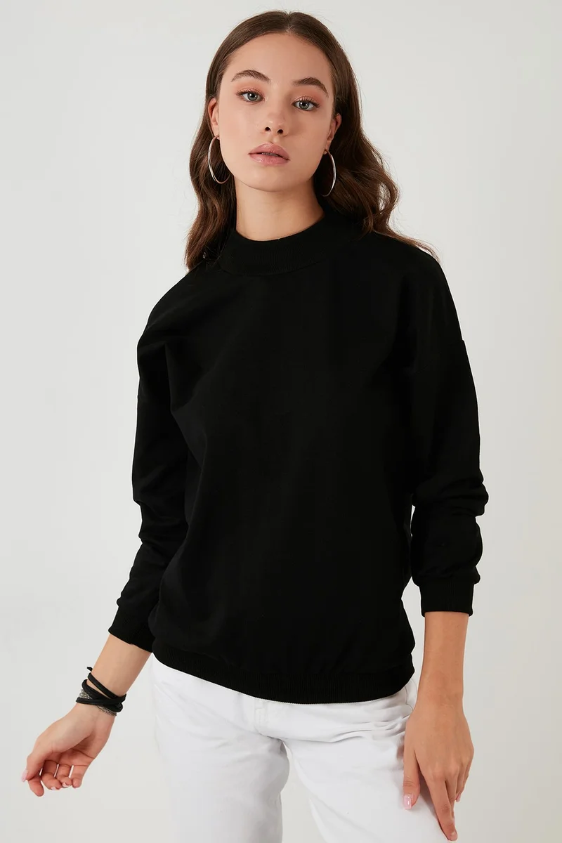 ليلا High Collar Basic Knitted Sweat Women SWEAT 5863323