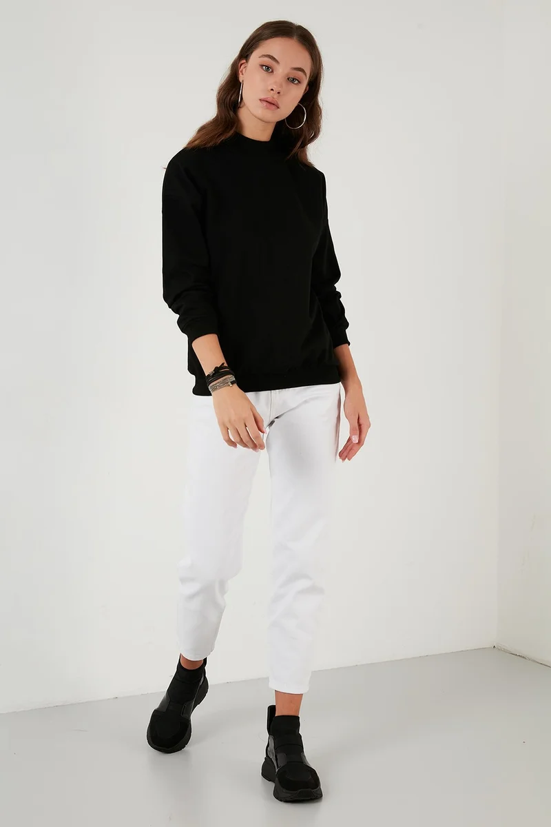 ليلا High Collar Basic Knitted Sweat Women SWEAT 5863323