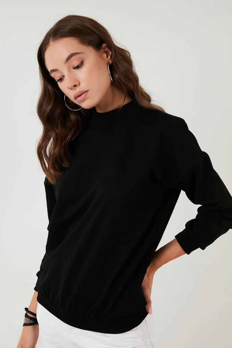 ليلا High Collar Basic Knitted Sweat Women SWEAT 5863323