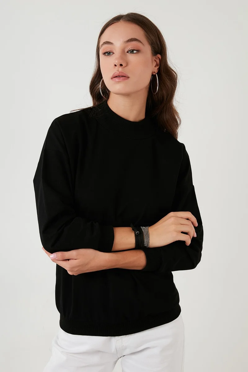 ليلا High Collar Basic Knitted Sweat Women SWEAT 5863323