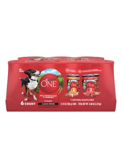 Purina ONE Classic Ground Chicken And Brown Rice, And Beef And Brown Rice Entrees Wet Dog Food Variety Pack  (Pack Of 6) 13 Oz. Cans  - Image 1