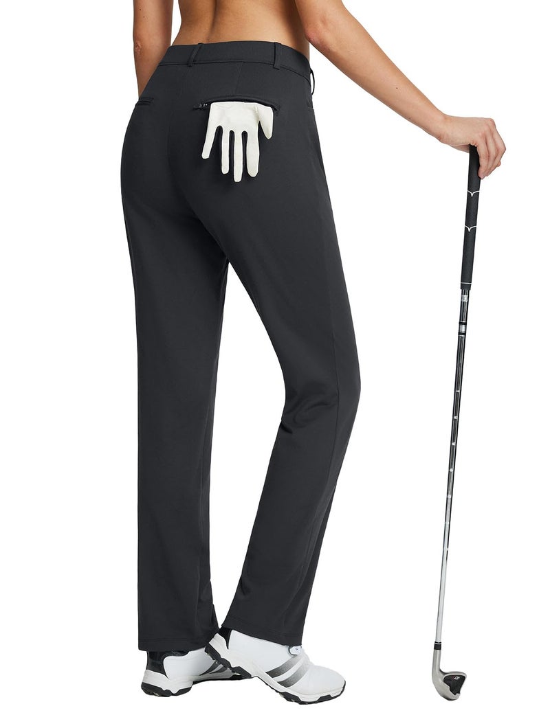 baleaf Women's Fleece Lined Golf Pants Winter Water Resistant Pockets for Travel Work Casual Black XS - Image 3