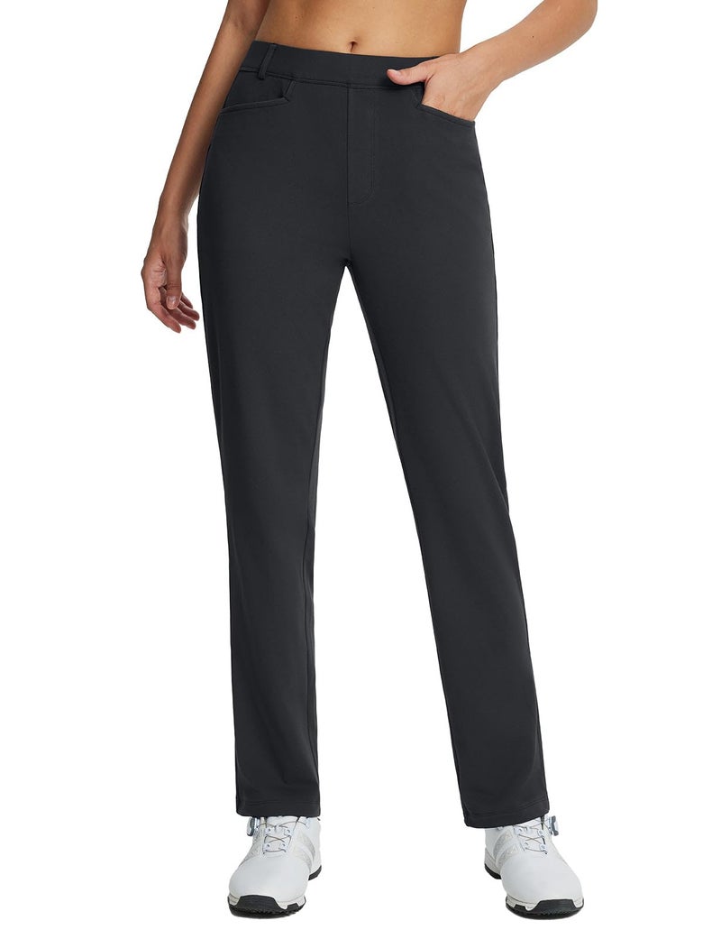 baleaf Women's Fleece Lined Golf Pants Winter Water Resistant Pockets for Travel Work Casual Black XS - Image 1