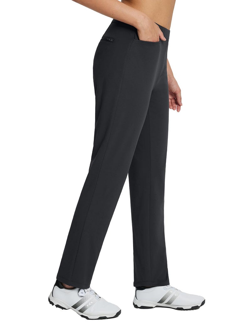 baleaf Women's Fleece Lined Golf Pants Winter Water Resistant Pockets for Travel Work Casual Black XS - Image 2
