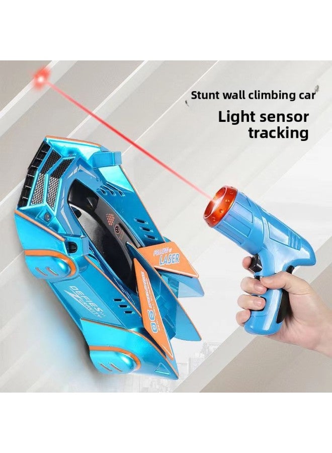 سيارة مطاردة لتسلق الجدار حساسة للضوء، سيارة تحكم عن بعد للأطفال بالليزر تعمل بالأشعة تحت الحمراء، لعبة سيارة للأولاد تعمل بجهاز تحكم عن بعد - اللون: 【أزرق】 سيارة تسلق حائط تعمل بجهاز تحكم عن بعد تع - Image 3