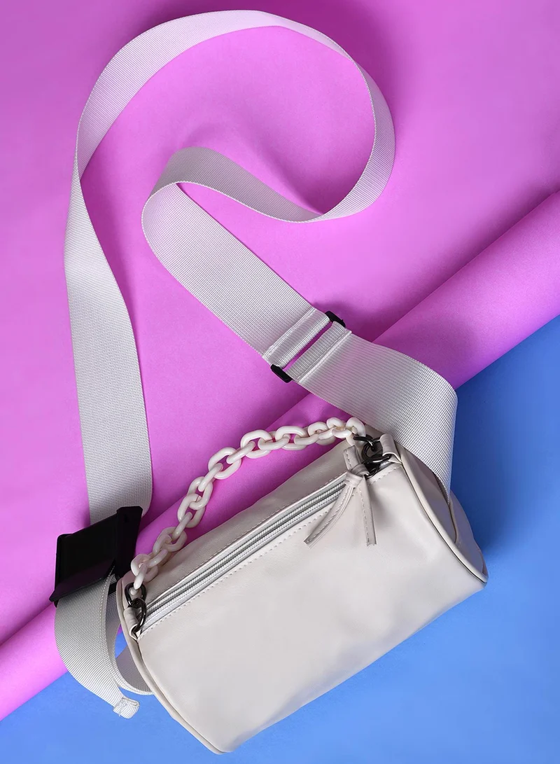 Haute Sauce Crystal Charisma White Cross Body Bag
