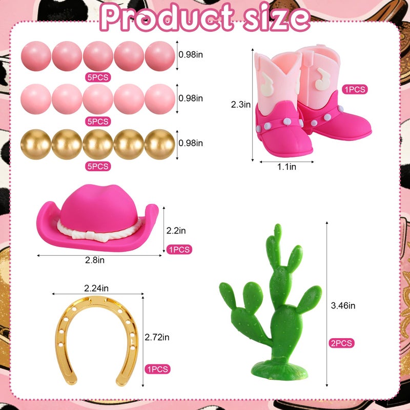 Knana 21Pcs Pink Cowgirl Birthday Cake Topper Cowgirl Hat Cake Topper with Pink Boot for Western Cowgirl Birthday Party Supplies - Image 2