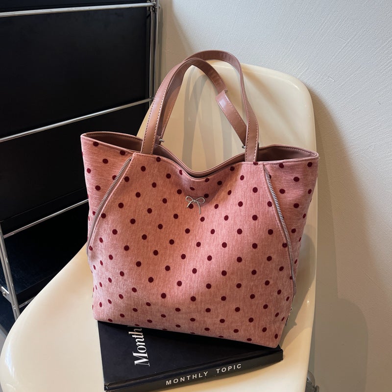 Polo Dot Bow Tote Bag Women'S Fashion Shoulder Bag Student Korean Fashion Bag - Image 2