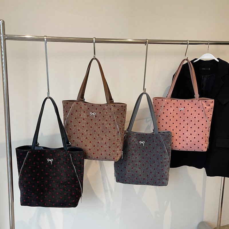 Polo Dot Bow Tote Bag Women'S Fashion Shoulder Bag Student Korean Fashion Bag - Image 4