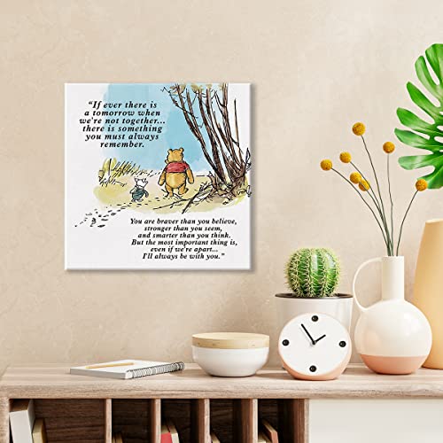 Dolimifa Classic Winnie the Pooh Wall Art Decor If Ever There Is A Tomorrow Quote Canvas Painting Pictures Framed Print Sign Artwork Ready to Hang for Home Nursery (8x8 Inch) - Image 2