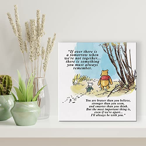 Dolimifa Classic Winnie the Pooh Wall Art Decor If Ever There Is A Tomorrow Quote Canvas Painting Pictures Framed Print Sign Artwork Ready to Hang for Home Nursery (8x8 Inch) - Image 4