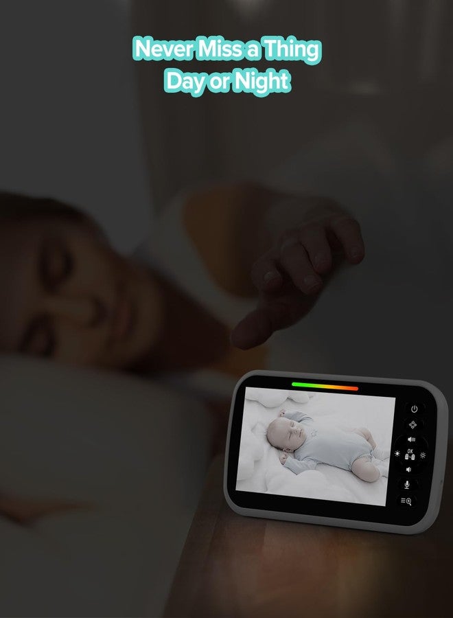 UKSUP Baby Monitor, 5" Video Baby Monitor with Camera and Audio, Remote pan/tilt Full View Camera, Two-Way Talk, Temperature & Feeding Reminder, Night Vision, lullabies and 960ft Long Range - Image 5
