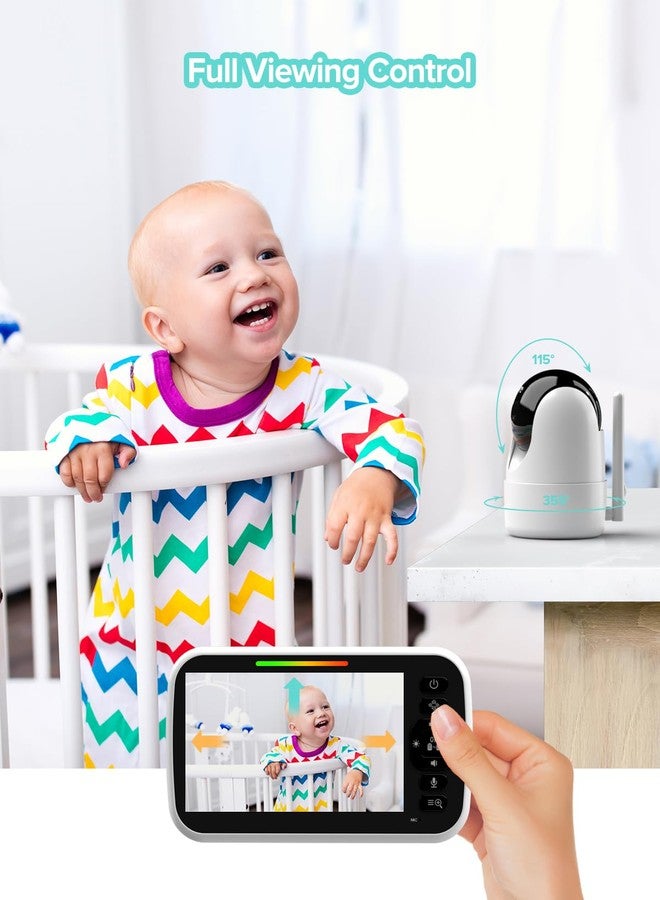UKSUP Baby Monitor, 5" Video Baby Monitor with Camera and Audio, Remote pan/tilt Full View Camera, Two-Way Talk, Temperature & Feeding Reminder, Night Vision, lullabies and 960ft Long Range - Image 2