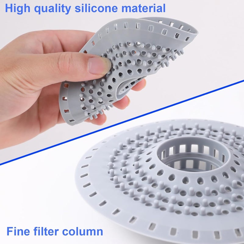 Tesdluy Bathtub Drain Hair Catcher, Silicone Tub Hair Catcher Drain Protector Strainer, Collapsible Shower Hair Drain Catcher Strainer for 1.48'' to 1.75'' Regular Drains, 3PCS - Image 4
