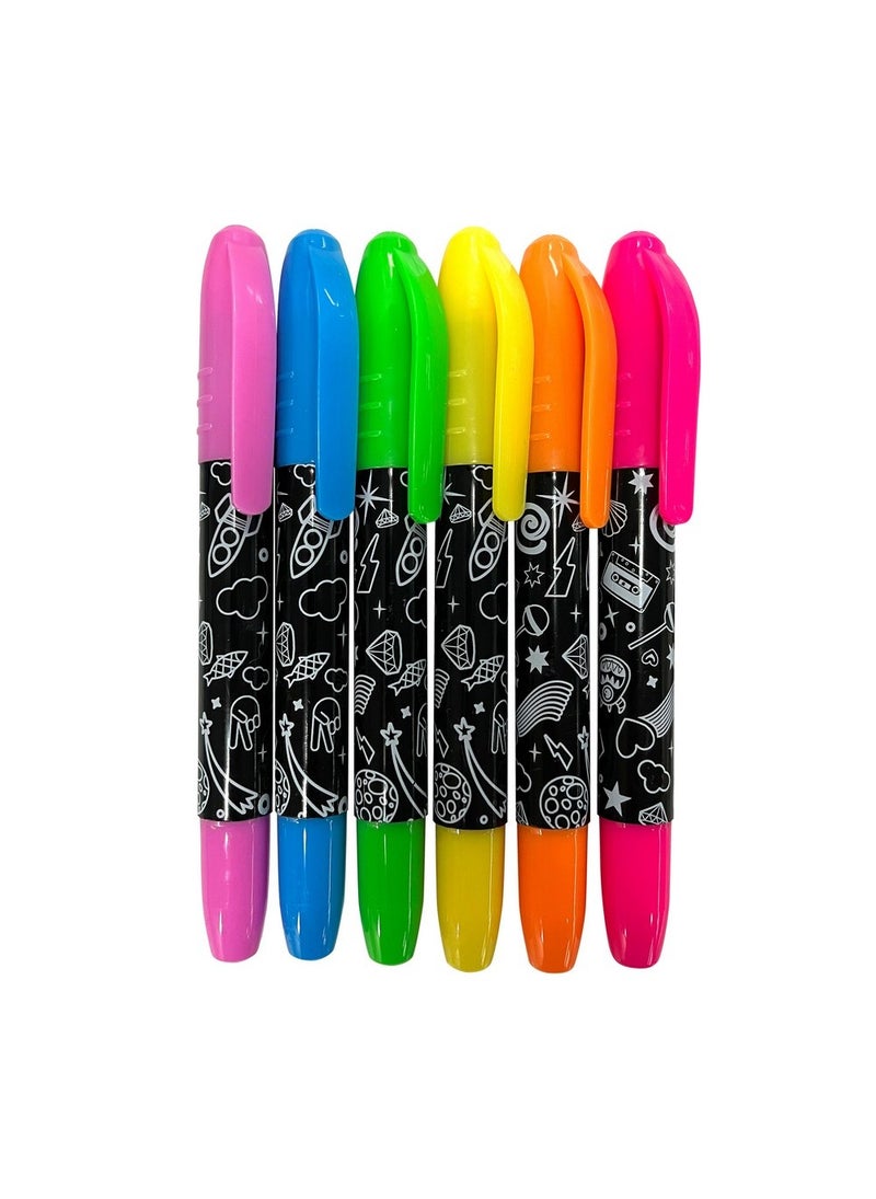 Hinkler Kaleidoscope 6 Electric Neon Markers - Vibrant Neon Markers Set, Bright Electric Colors, Fun Art & Craft Supplies, Kids' Drawing & Coloring, High-Quality Markers, School & Home Art Supplies - Image 2