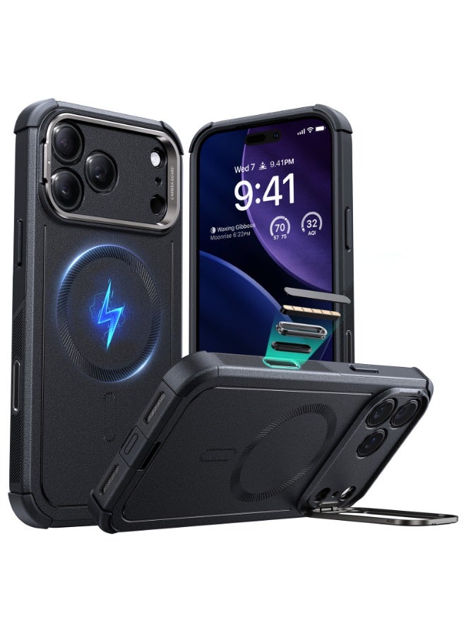 ESR iPhone 17 Pro HaloLock Cyber Tough Case with Stand – MagSafe Compatible Heavy-Duty Cover with Camera Control Button 7x Military-Grade Drop Protection Shock-Absorbing Corners And 3-Layer Design - Black - Image 1