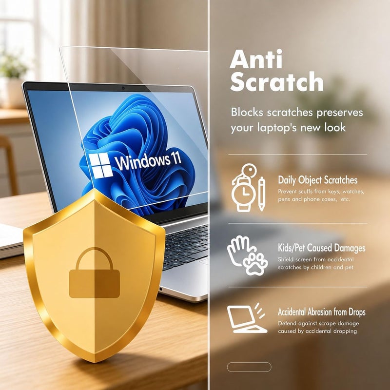 حزمة من قطعتين واقي شاشة لابتوب 17.3 بوصة لأجهزة HP/Dell/Asus/Samsung/Lenovo/Acer/MSI/Sony/LG/Razer Blade/Alienware مقاس 17.3 بوصة (بنسبة 16:9)، درع شفاف عالي الوضوح مضاد للخدش - Image 4