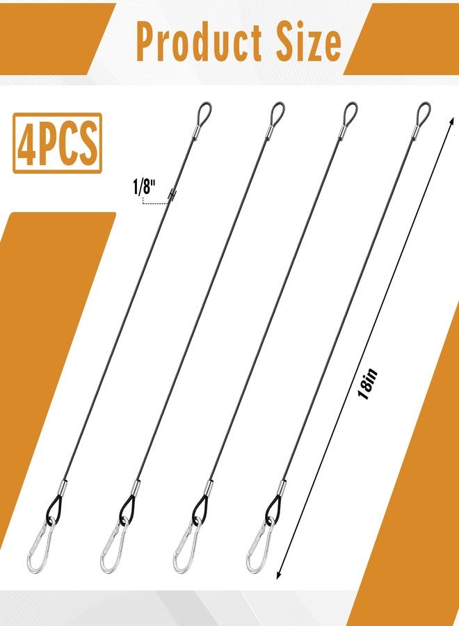 Otoolling 4 Pcs 18 Inch Black Stainless Steel Cable with Hook 3/25" Diameter Wire Rope Heavy Duty Tree Branch Hanger Protector for Bird Feeder Tree Hanger - Image 2