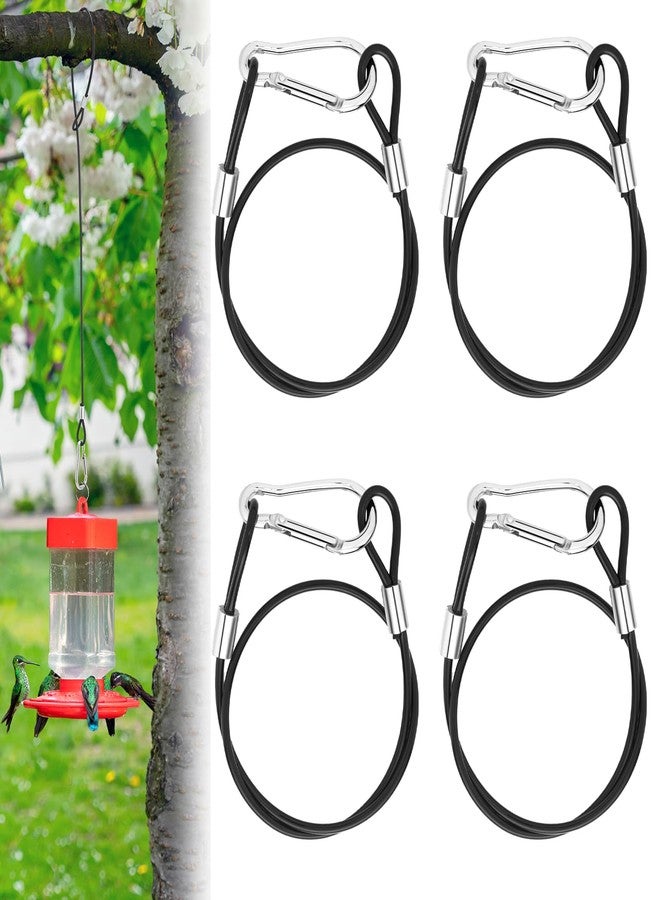 Otoolling 4 Pcs 18 Inch Black Stainless Steel Cable with Hook 3/25" Diameter Wire Rope Heavy Duty Tree Branch Hanger Protector for Bird Feeder Tree Hanger - Image 1